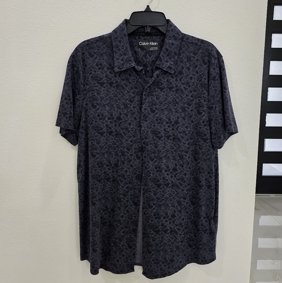 Calvin Klein Men's Navy Patterned Shirt Size M - Picture 1 of 5